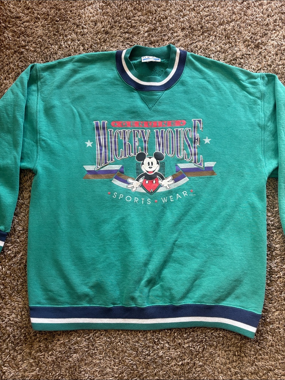 Vintage Gear For Sports Green Mickey Mouse Crewneck Sweatshirt